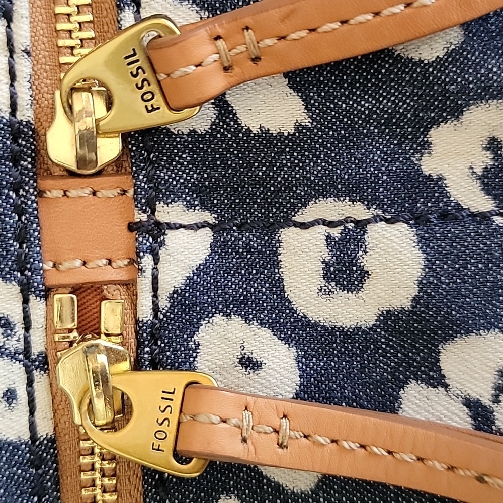 FOSSIL ERIN BLUE DENIUM CHEETAH PRINT CROSSBODY/SHOULDER BAG - Picture 11 of 16